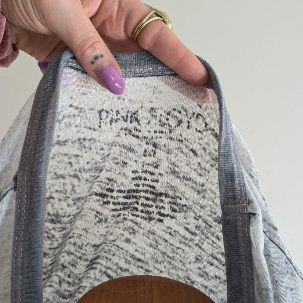 Pink Floyd Burnout Tee M Heather Grey Band Festival Top Y2K Vintage Distressed