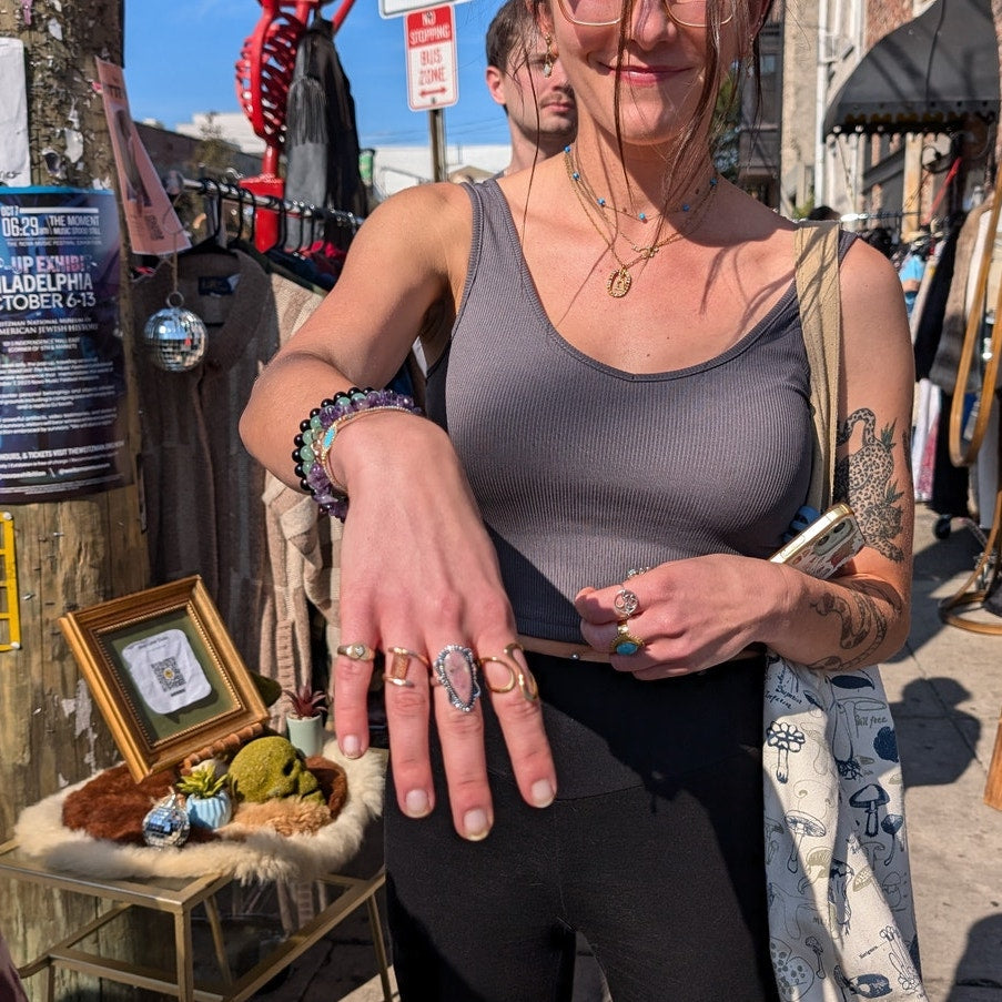White Cowprint Sterling Silver Ring Retro Vintage Boho Natural Stone Size 8.75