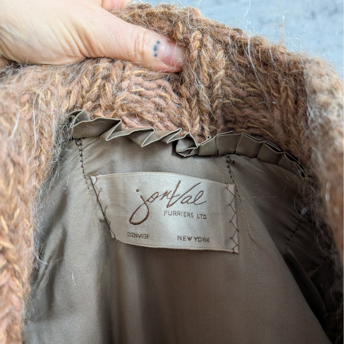 Vintage Chunky Knit Mink Fur Coat Mohair Sweater Vest Minimalist Boho Jacket