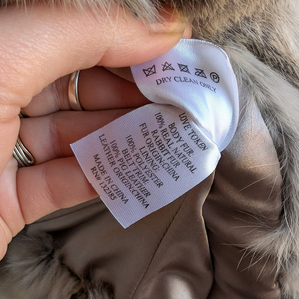 Vintage Cream Rabbit Fur Vest Penny Lane Fuzzy Spotted Groovy Boho Moto Jacket