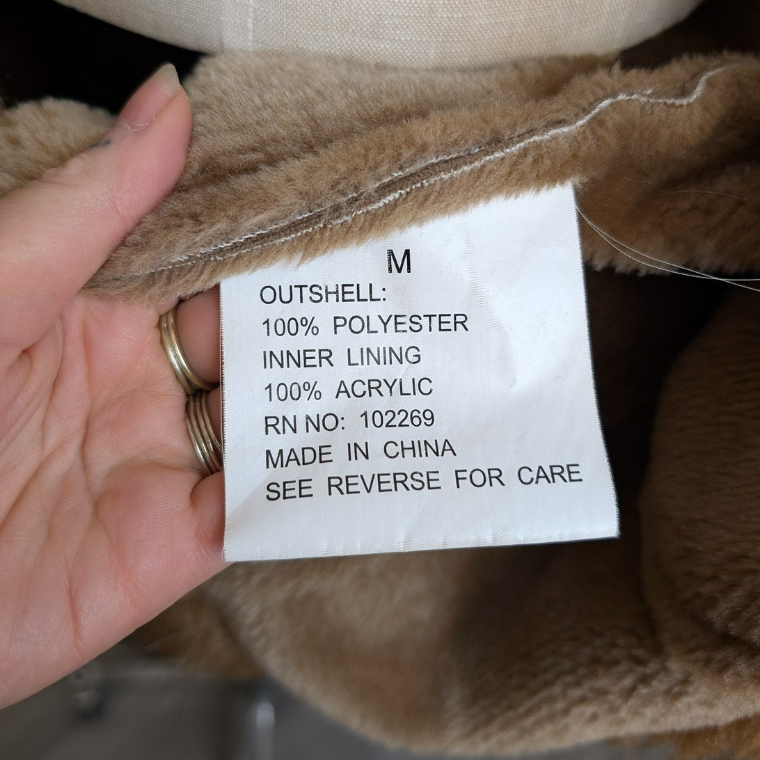 Y2K Vintage Brown Suede Penny Lane Jacket Faux Fur Fuzz Leather Boho Trench Coat