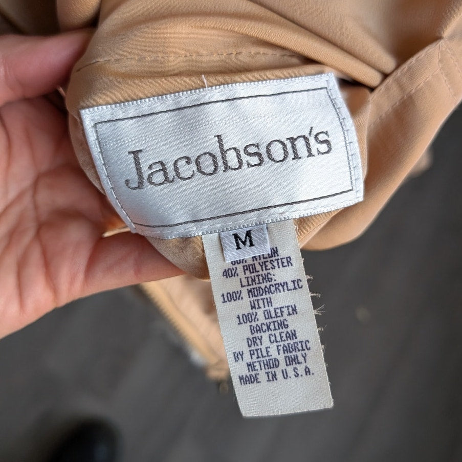 Vintage Faux Fur Neutral Plush Coat Mob Wife Furry Cozy Glam Fuzzy Jacket