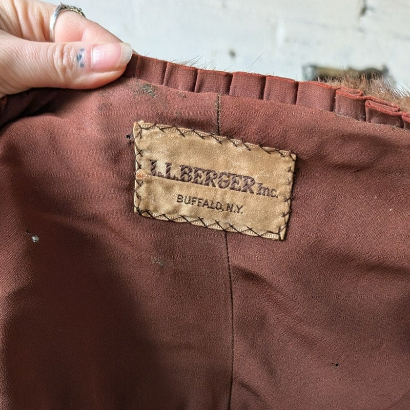 Vintage Brown Mink Fur Stole Scarf Mob Wife Shawl Genuine Furry Boho Chic Shrug