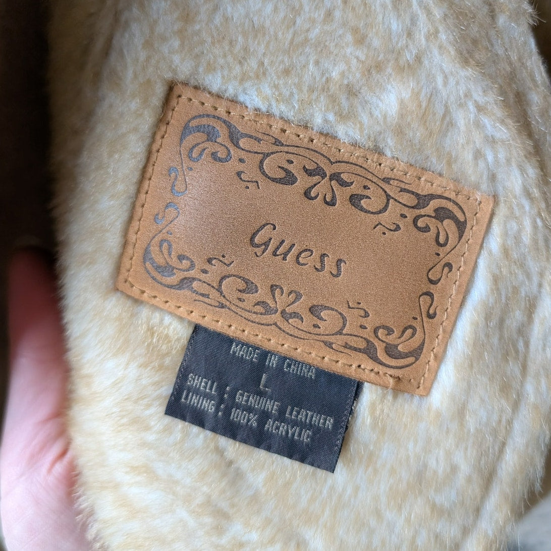 Vintage Neutral Tan Suede Leather Duster Groovy Boho Faux Fur Trench Coat Jacket