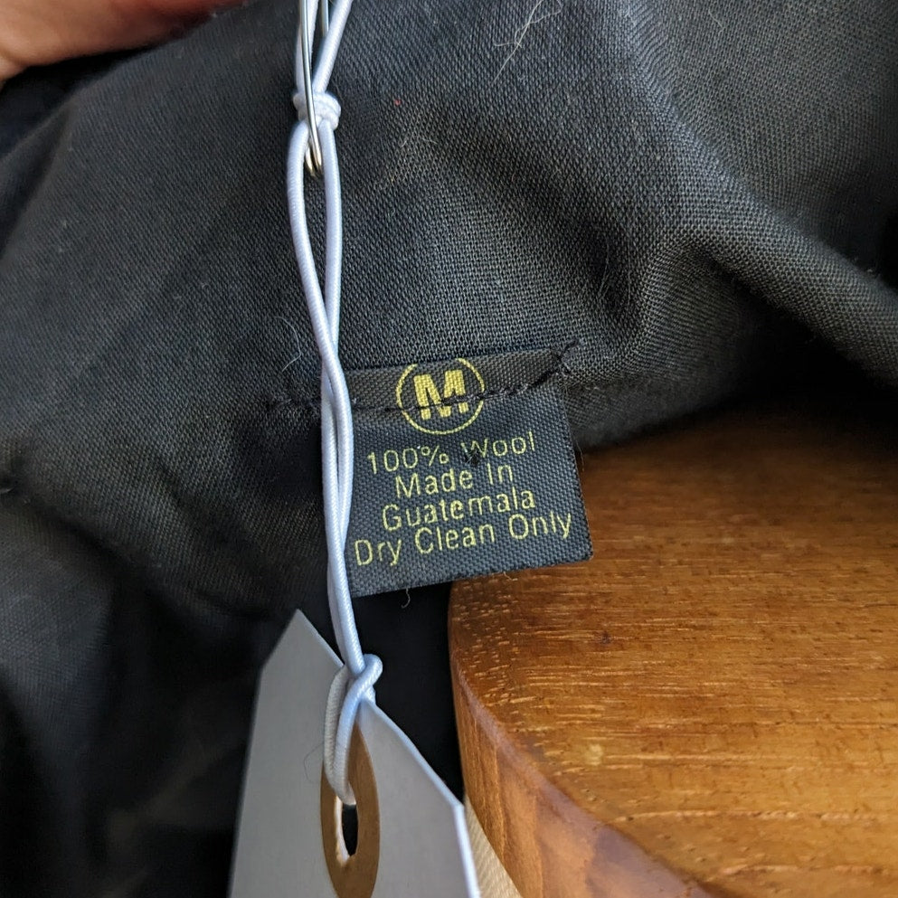 Vintage Black Wool Western Blazer Cropped Jacket Minimalist Coat Cowgirl Medium