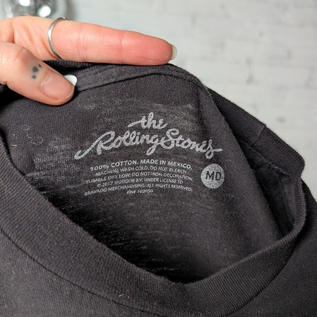 Retro Rolling Stones Concert Tee Black Band Tshirt Vintage Stones Shirt Medium