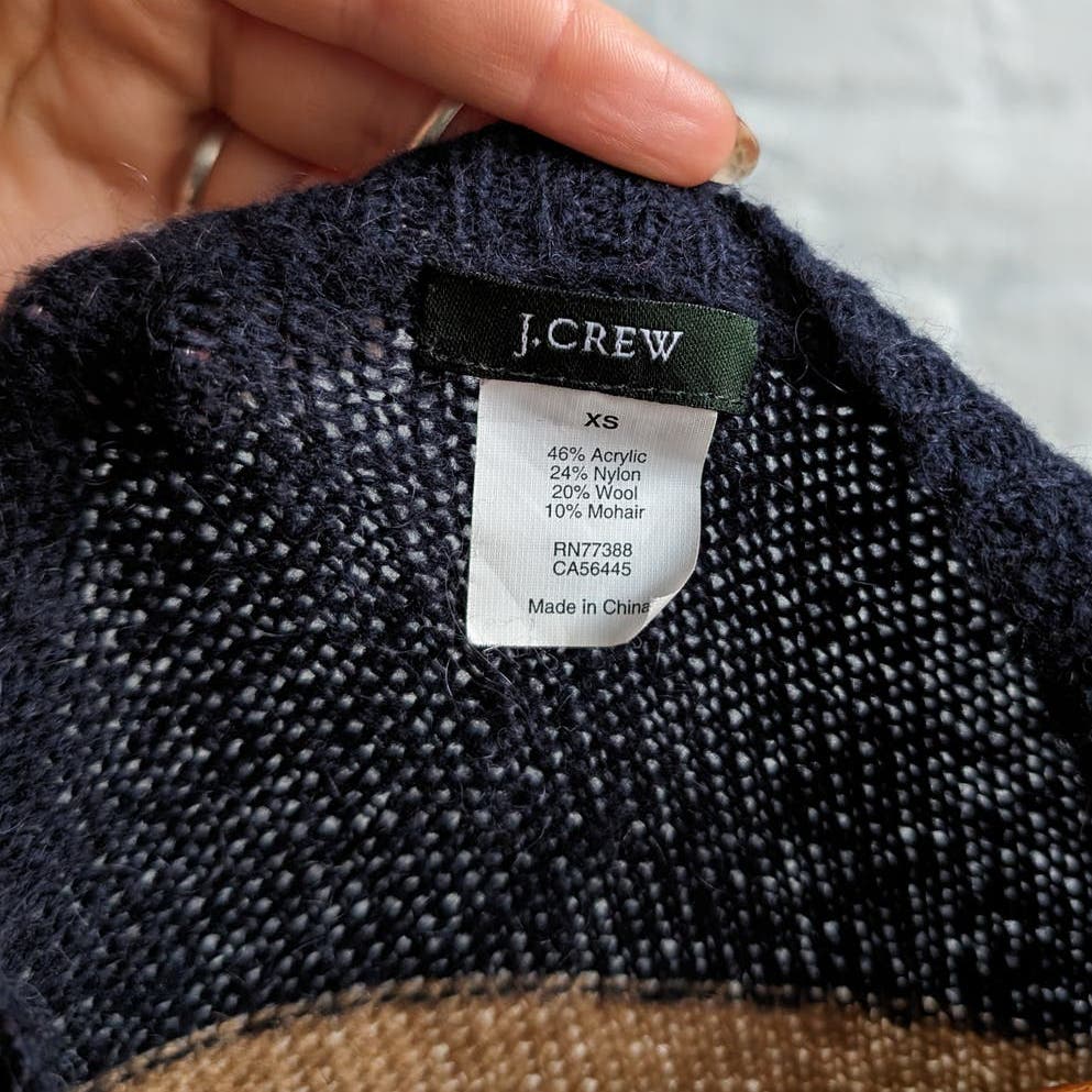 Y2K Vintage Neutral Wool Striped Chunky Knit Sweater Minimalist Boho Preppy Top