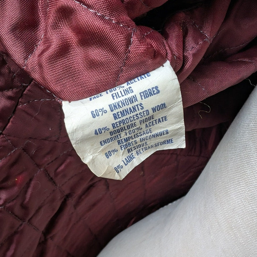 Vintage Red Leather Jacket Trench Coat Minimalist Grunge Chic Burgundy Medium