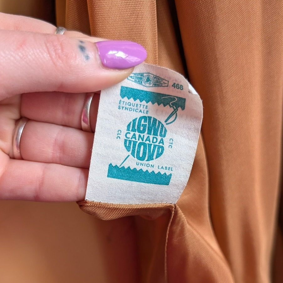 Vintage Brown Leather Trench Coat Boho Western Minimalist Neutral Jacket Large