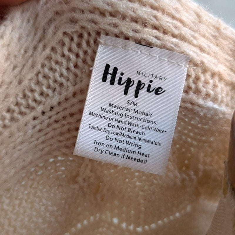 Y2K Mohair Cream Chunky Cable Knit Sweater Hippie Boho Woven Femme Neutral Top