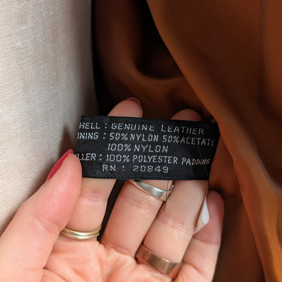 Vintage Brown Suede Leather Jacket Fringe Biker Western Moto Bomber Coat Large