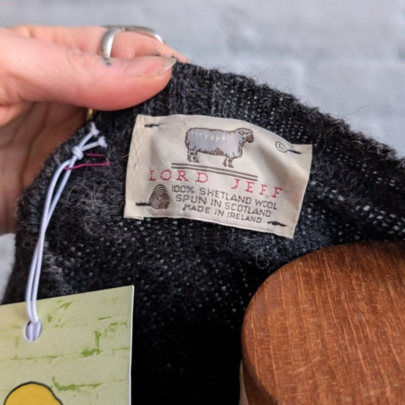 Vintage Grey Wool Knit Argyle Grandpa Sweater Grunge Cottage Dark Academia Top