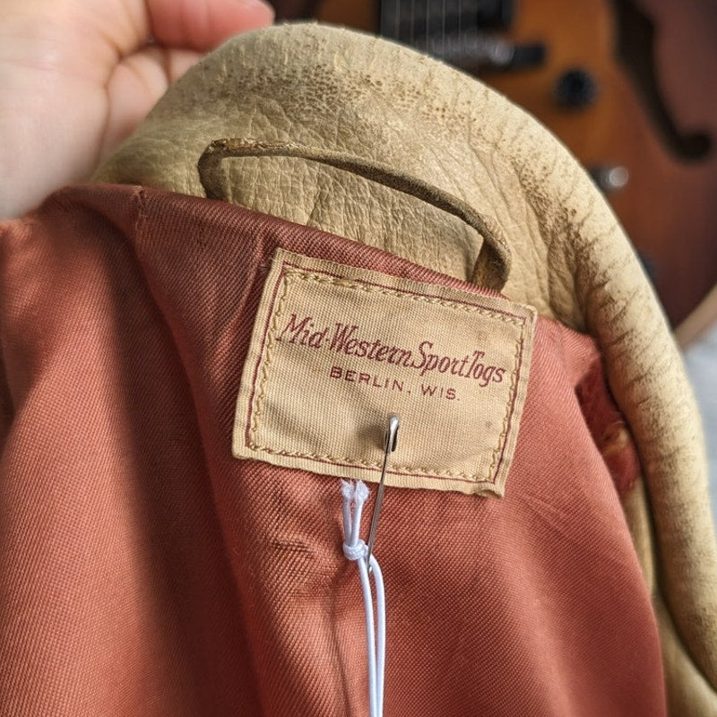 Vintage Tan Leather Fringe Jacket Western Minimalist Witchy Boho Cowgirl Blazer