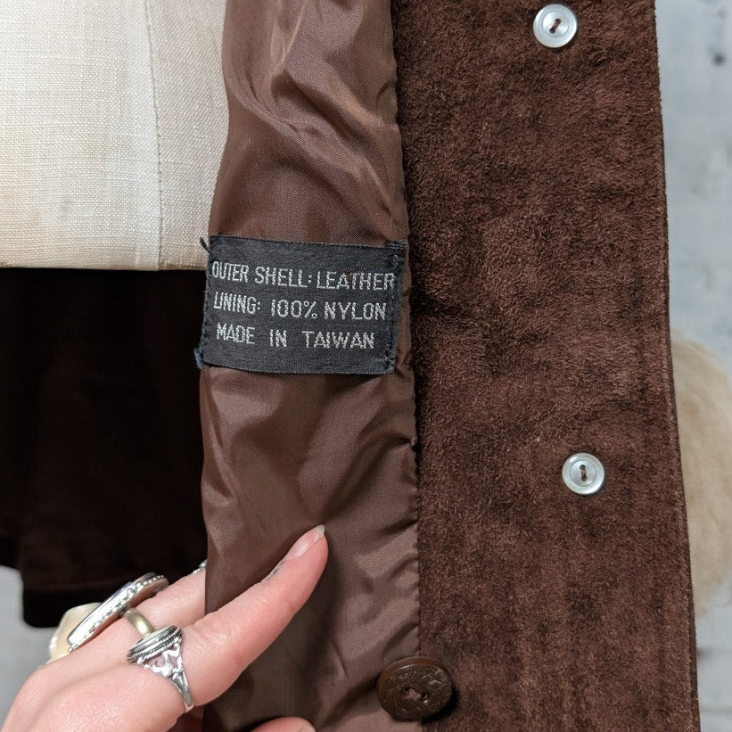 Vintage Brown Suede Jacket Penny Lane Coat Leather Jacket Groovy Boho Medium