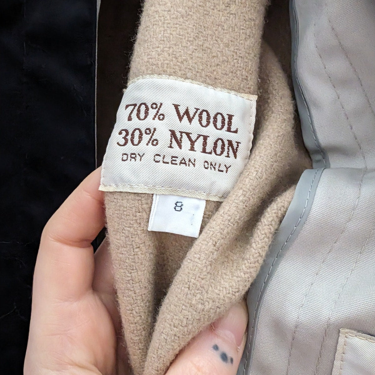 Vintage Black Trench Coat Longline Minimalist Wool Coat Duster Jacket Medium