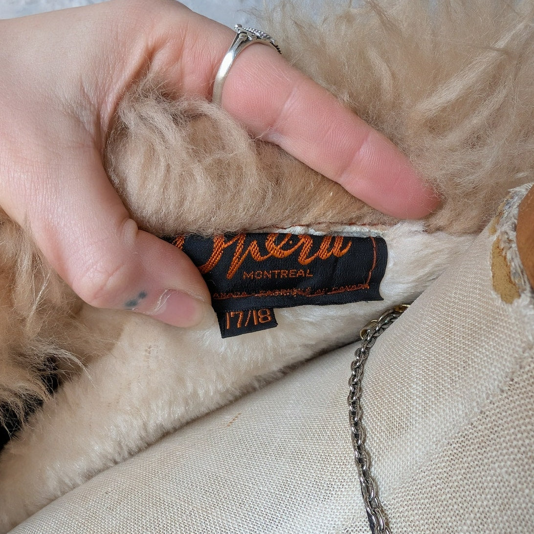 Vintage Orange Suede Penny Lane Jacket Leather Trench Coat Faux Fur Coat Large