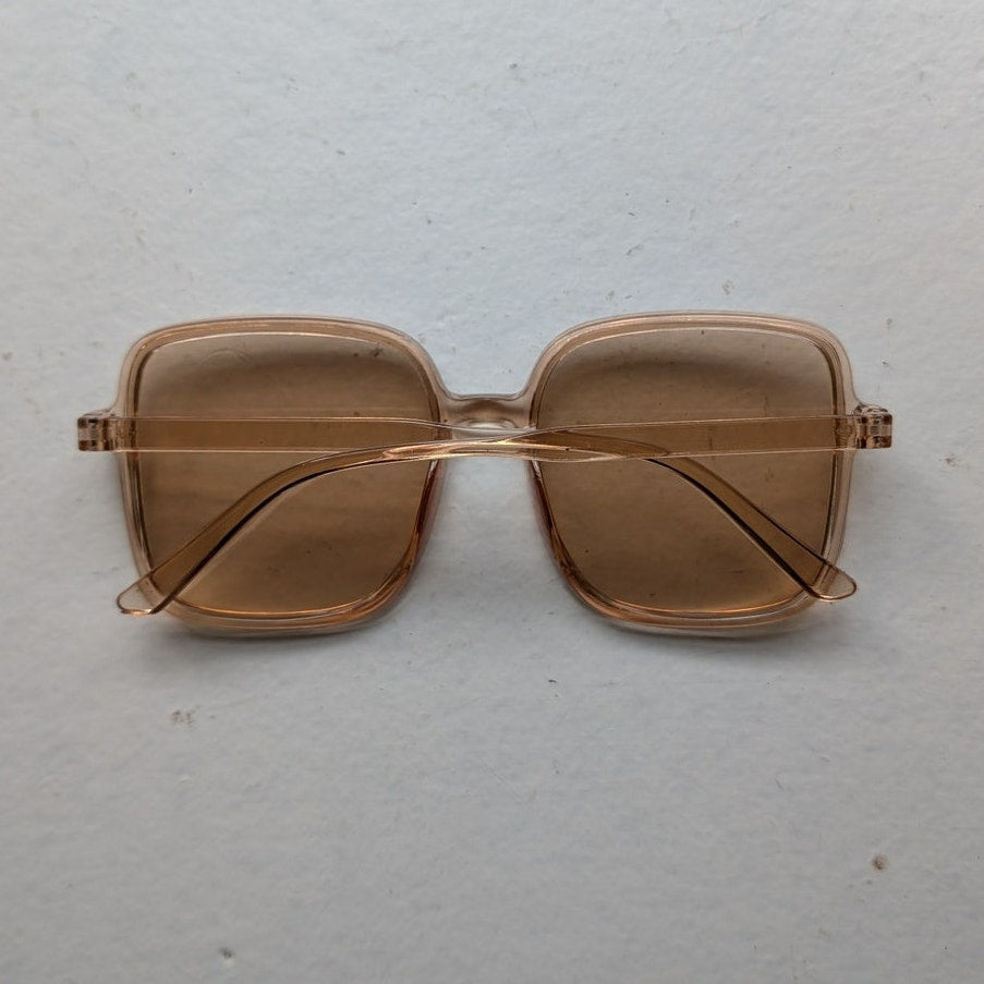 70s Retro Peach Square Festival Sunglasses Translucent Tinted Sunnies Shades