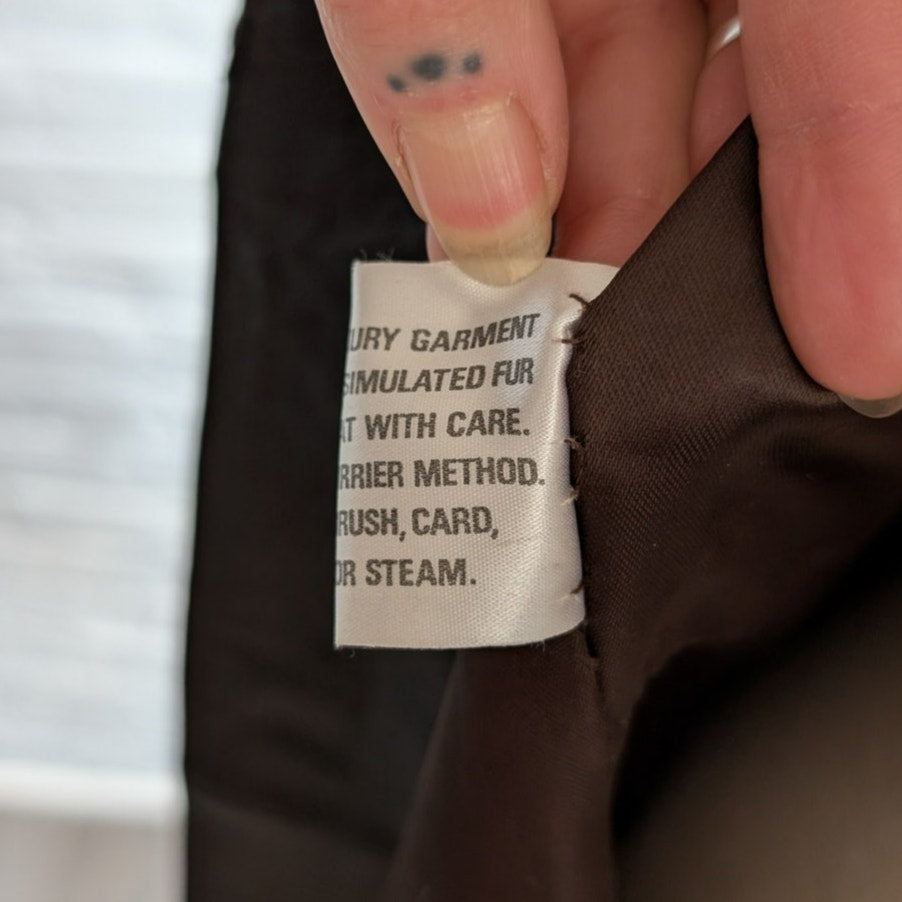 70s Vintage Black Brown Leather Penny Lane Coat Faux Fur Groovy Boho Moto Jacket