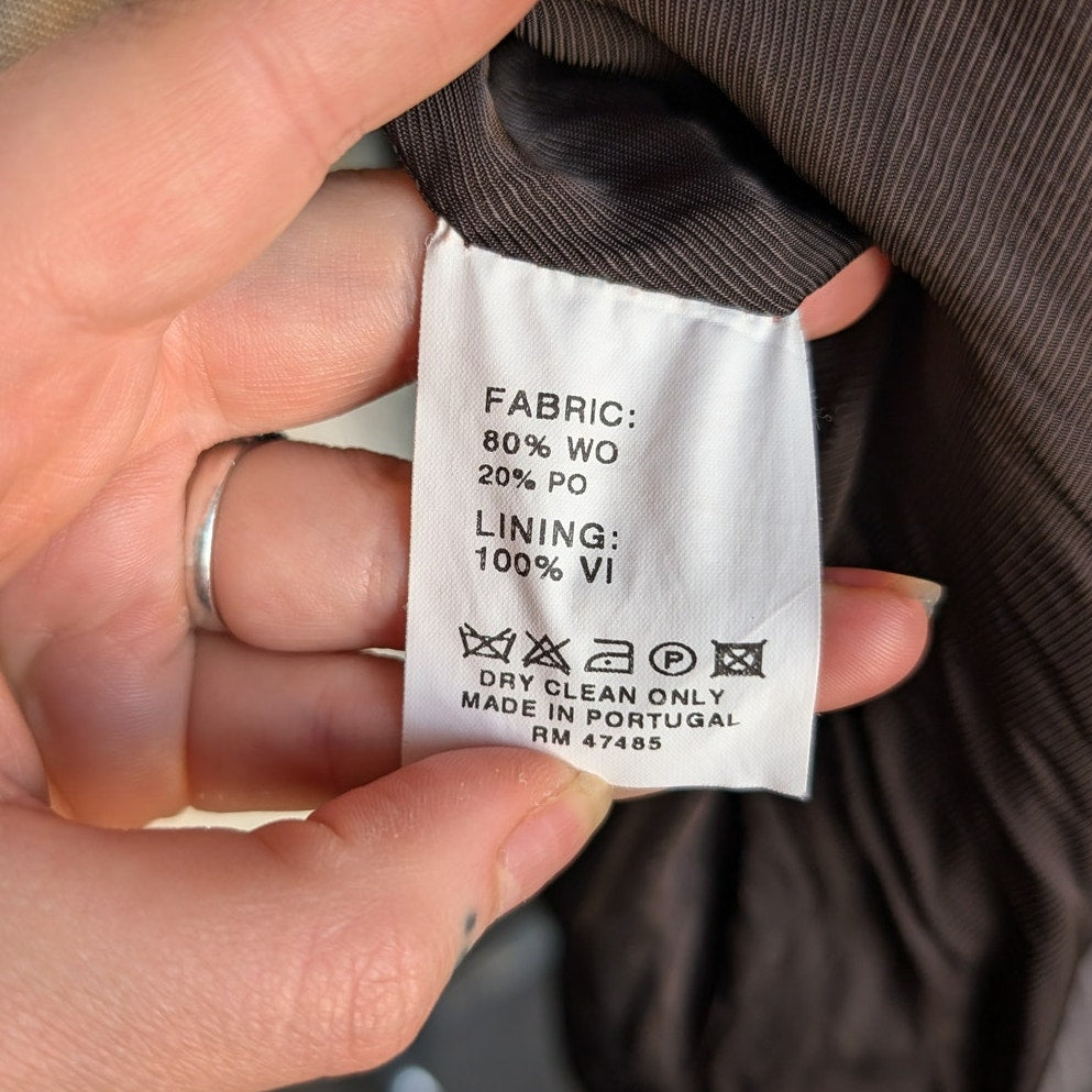 Vintage Brown Wool Pinstripe Blazer Earthy Wool Jacket Preppy Minimalist Medium