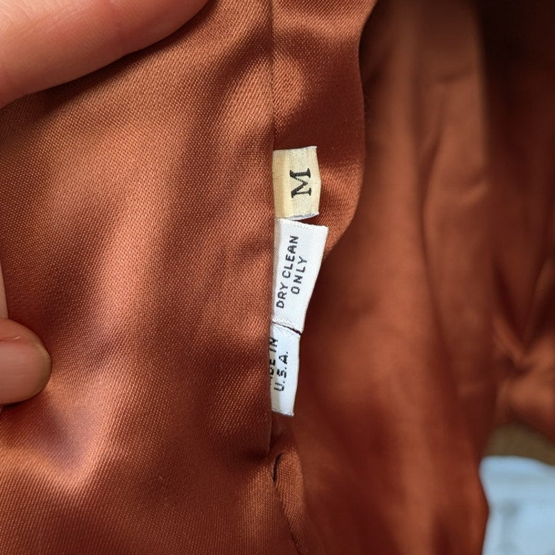 Vintage Tan Genuine Suede Raccoon Fur Trim Coat Leather Mini Trench Jacket