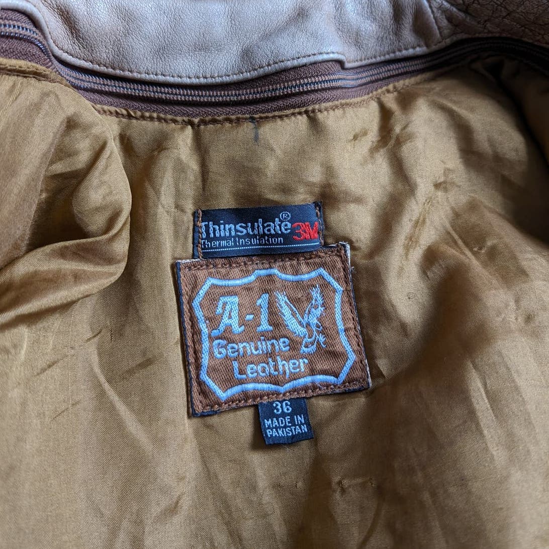 Vintage Light Caramel Brown Southwest Leather Fringe Biker Jacket