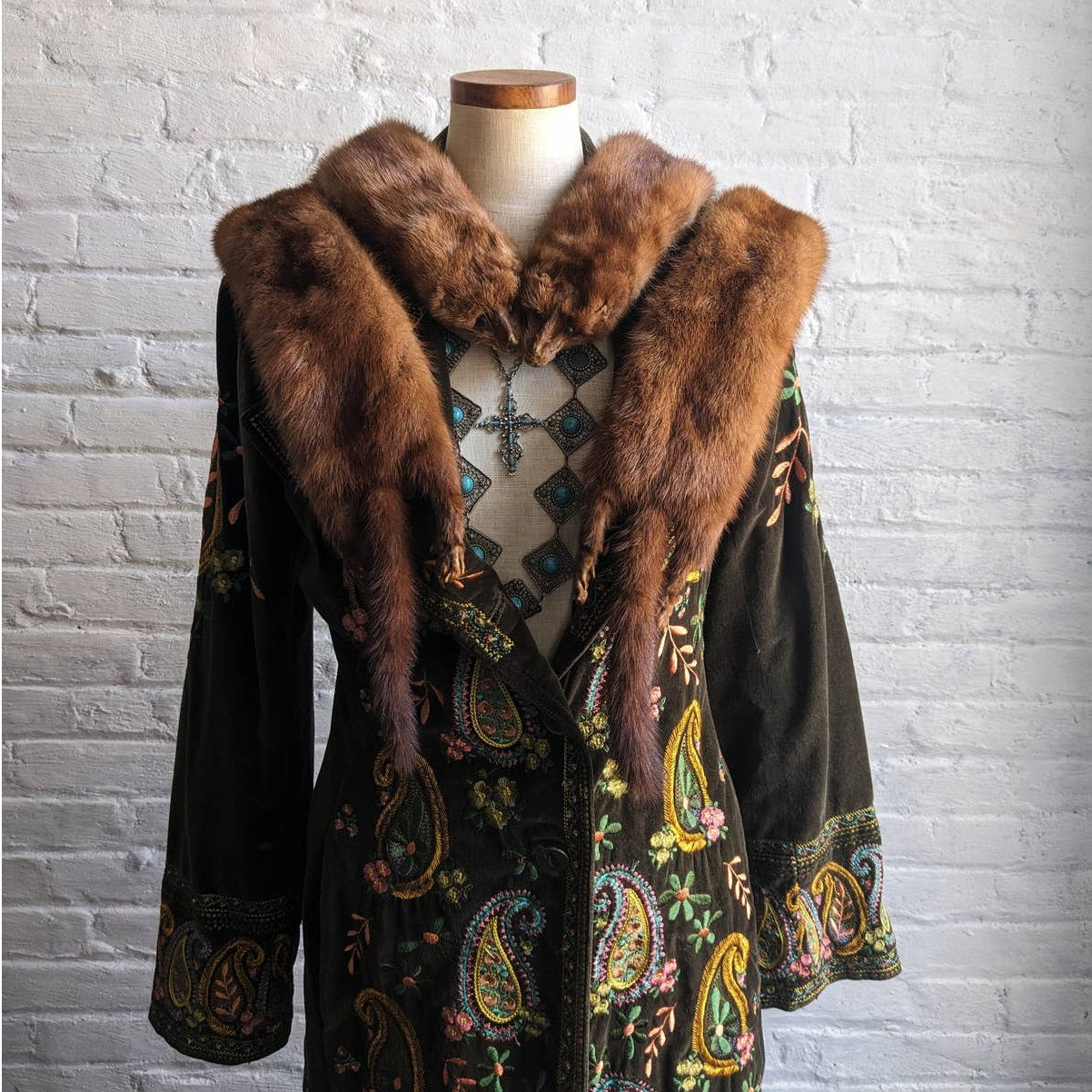 Vintage Mink Fur Stole Full Body Real Fur Shrug Luxury Scarf Shawl Furry Collar