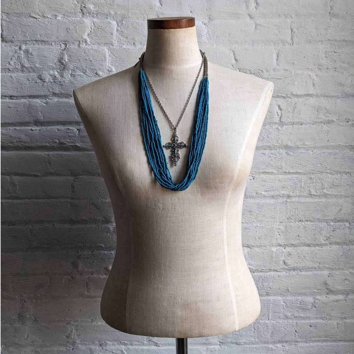 Vintage Southwest Turquoise Concho Necklace Silver Bolo Floral Americana Jewelry