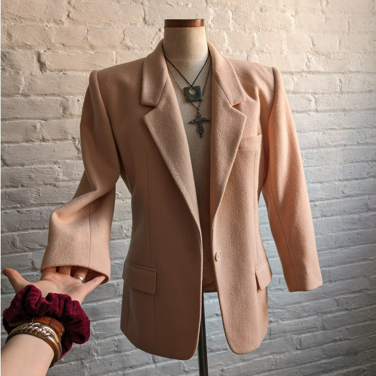 Vintage Pink Wool Blazer Tailored Pink Wool Jacket Preppy Boho Chic Coat Small
