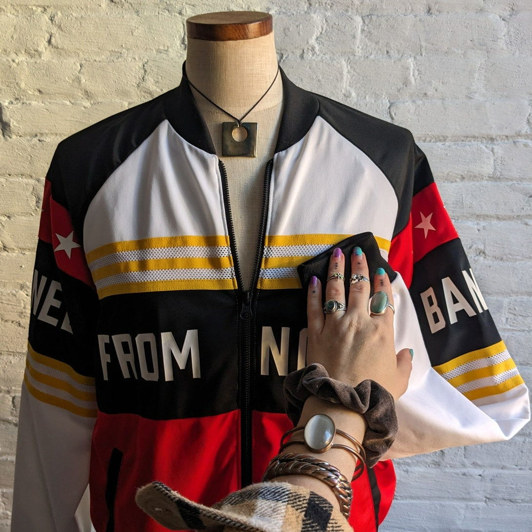 Adidas Track Jacket Rita Ora Stripes Preppy Streetwear Varsity Graphic Y2K Large