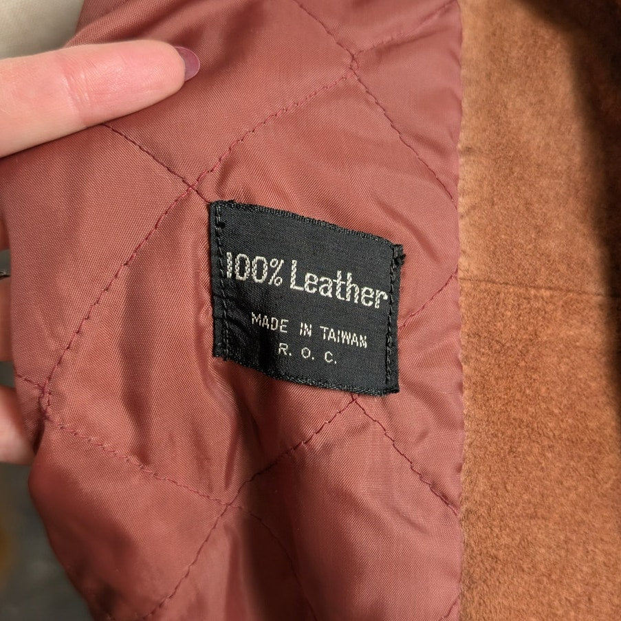 Vintage Brown Suede Coat Penny Lane Jacket Leather Trench Fur Coat Afghan Small