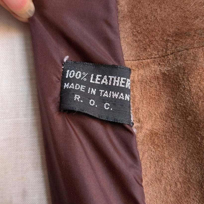 Vintage Brown Suede Penny Lane Jacket Fur Furry Leather Groovy Mod Trench Coat