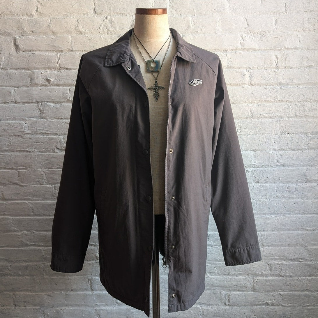 Y2K Vans Utility Jacket Grey Windbreaker Jacket Skater Gorpcore Chore Coat Small
