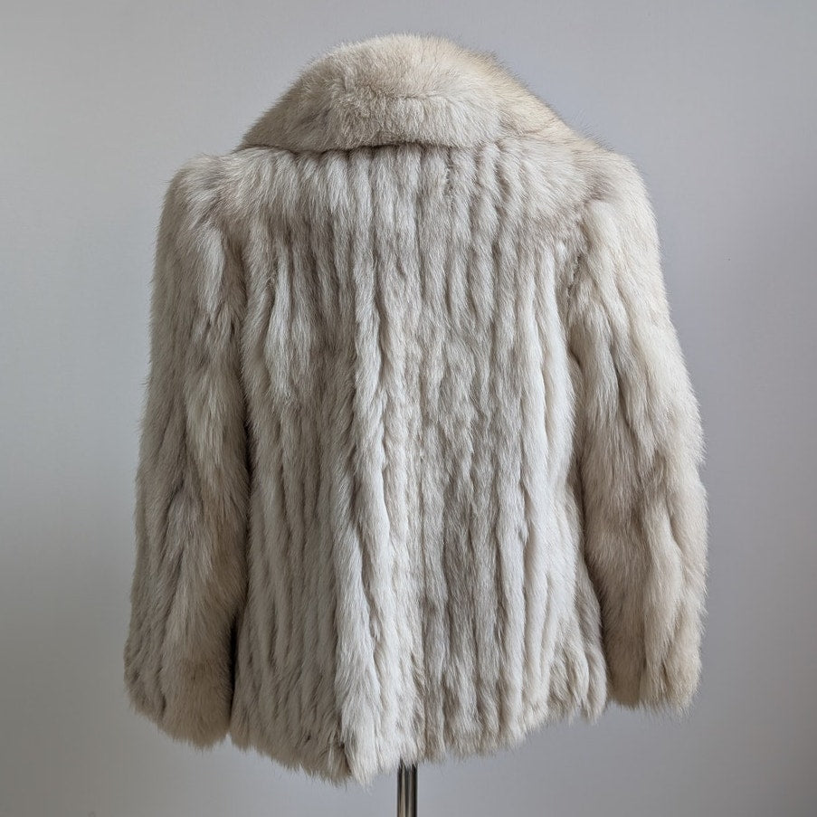 Vintage White Fluffy Fox Fur Coat Furry Glam Mobwife Ski Luxury Jacket Small