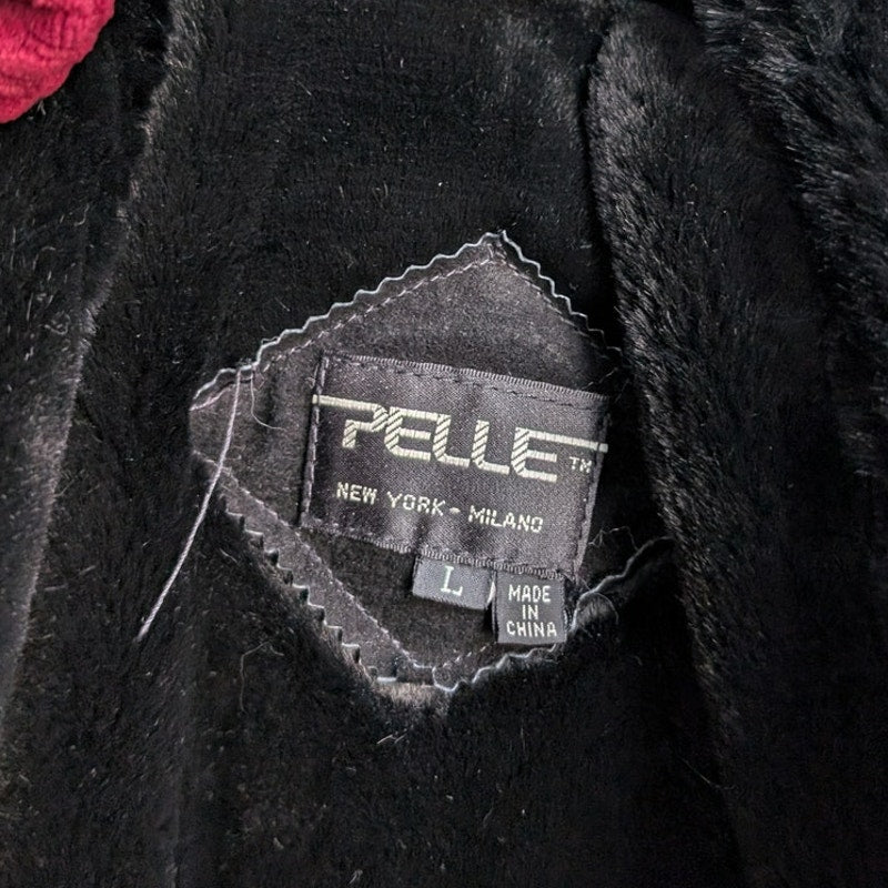 Vintage Black Suede Trench Coat Faux Fur Coat Minimalist Leather Jacket Large