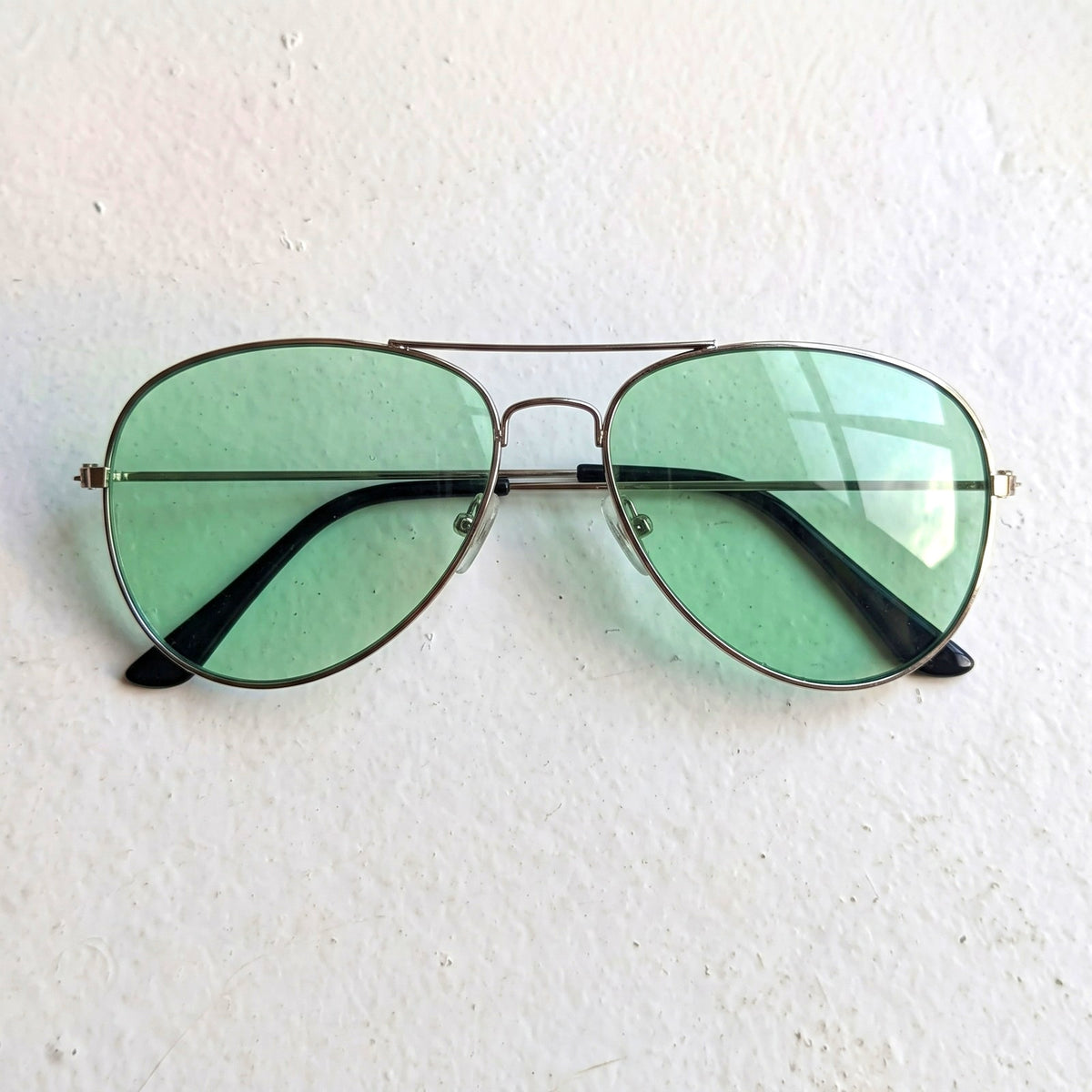 70s Retro Green Sunglasses Tinted Shades Aviators Minimalist Festival Glasses