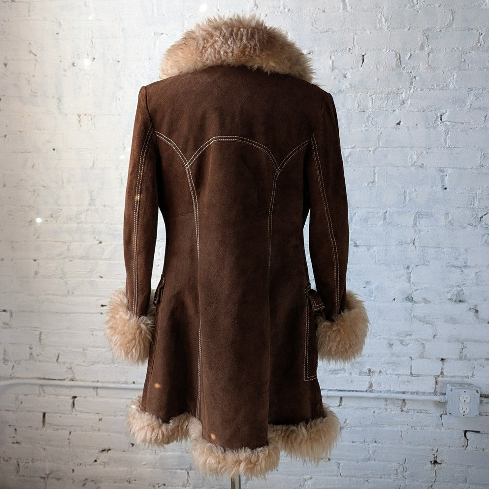 Vintage Brown Suede Penny Lane Jacket Brown Leather Jacket Trench Coat Medium