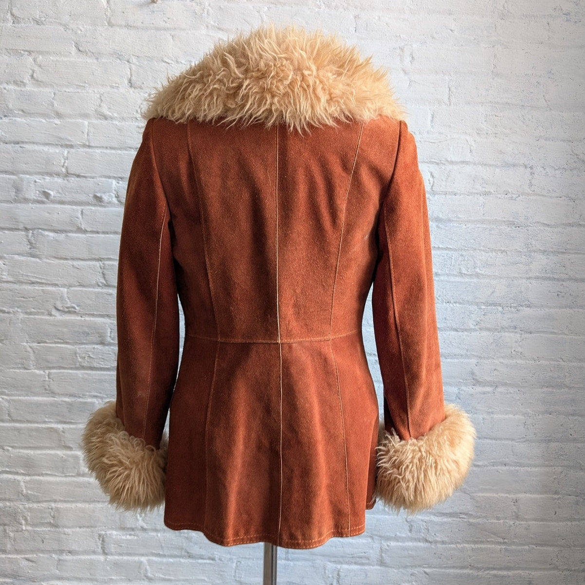 Vintage Orange Suede Penny Lane Jacket Groovy Furry Genuine Leather Western Coat