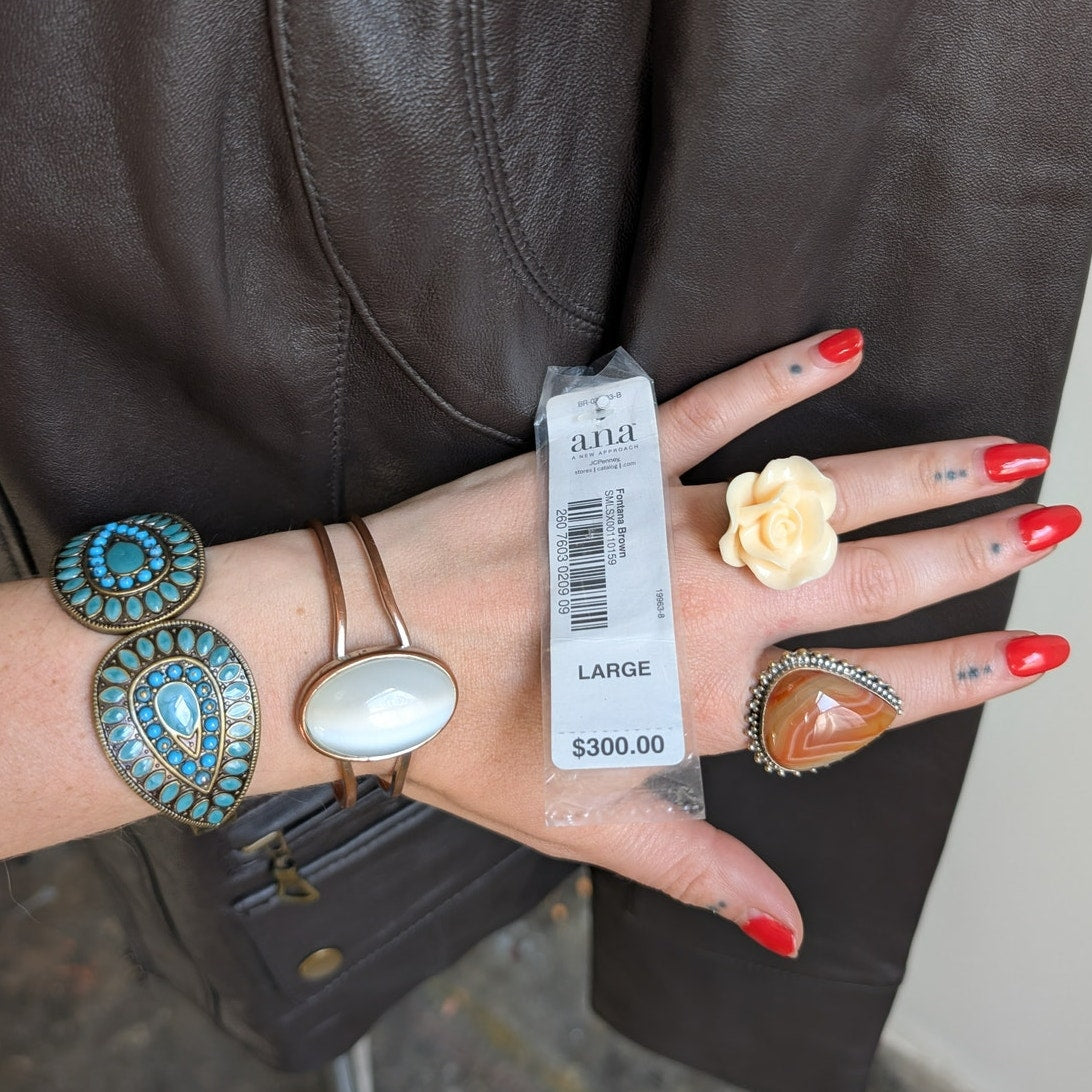 Vintage Brown Leather Jacket Faux Fur Lambskin Moto Chic Biker Bomber Coat Large