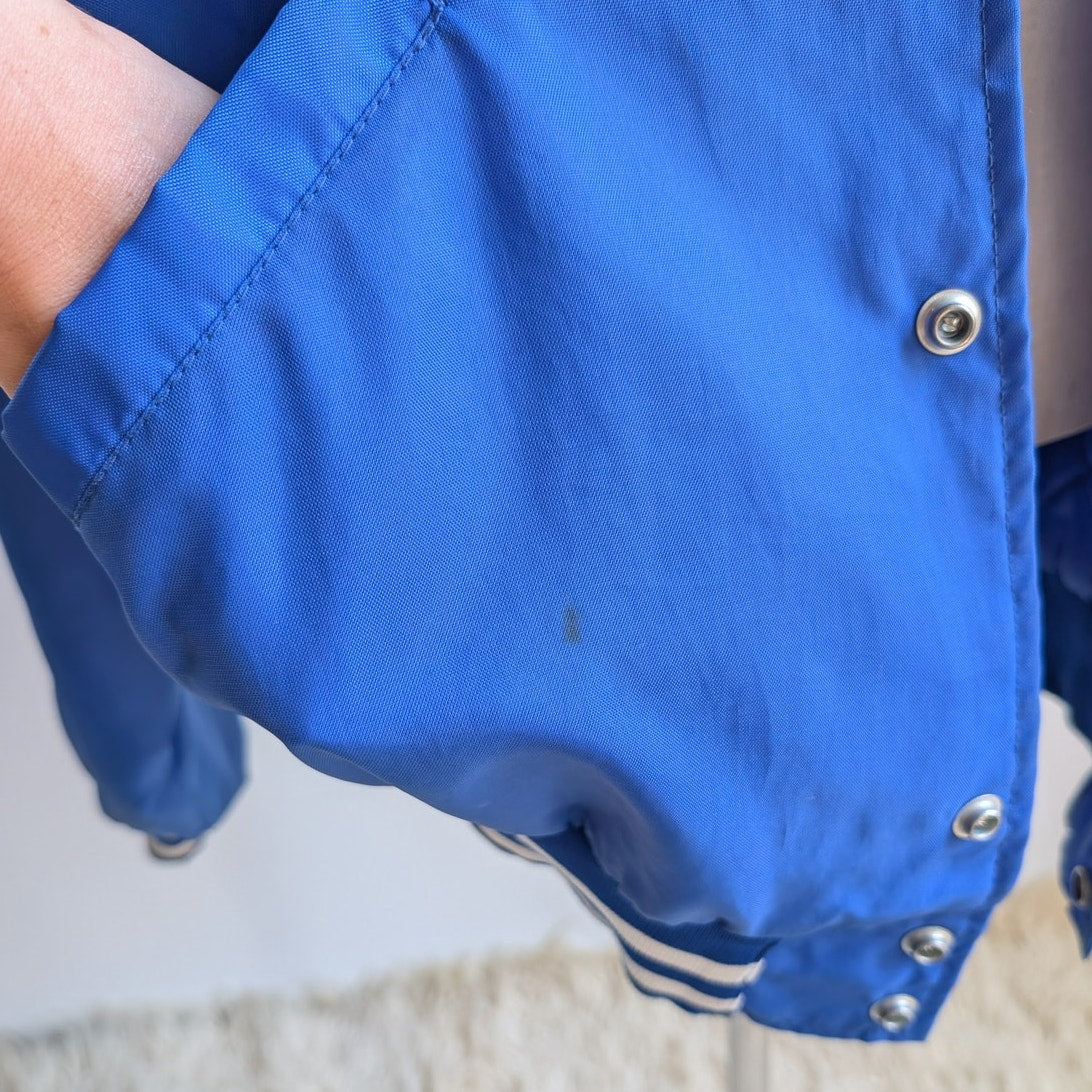 Vintage Blue Varsity Bomber Jacket Preppy Liberty Drill Team Sporty Coat Medium