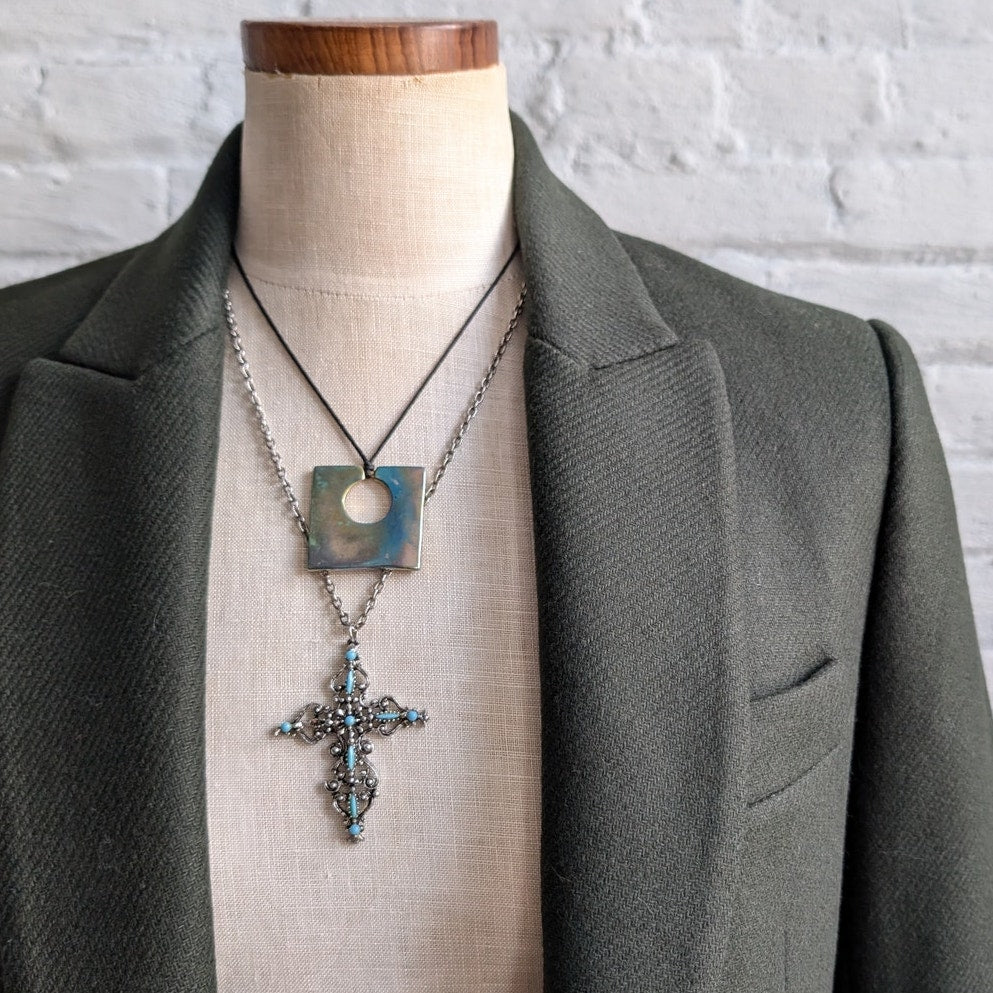 Zara Green Wool Trench Coat Earthy Blazer Dark Academia Chic Dress Jacket Small