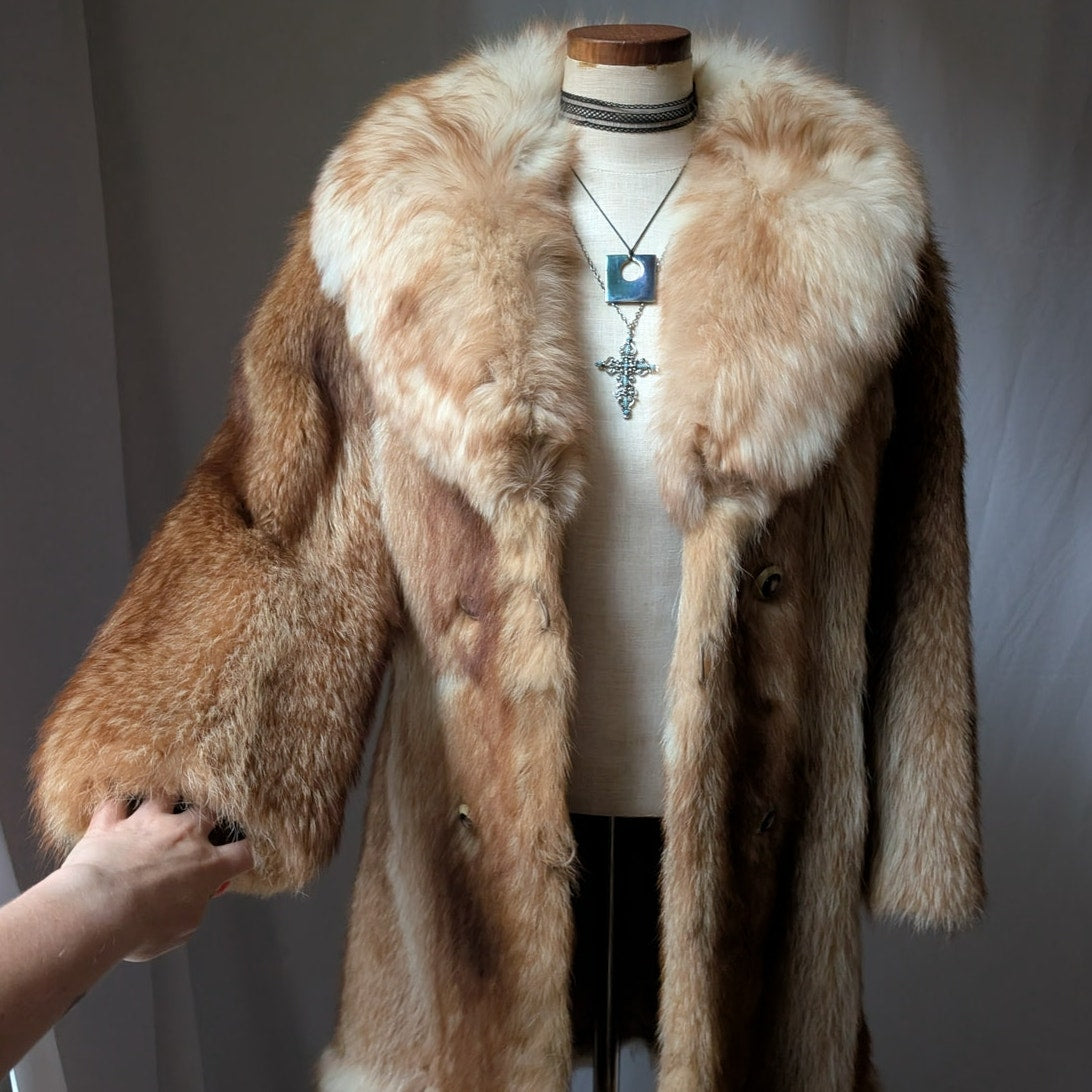 70s Vintage Fur Coat Red Mink Fox Fur Coat S Fluffy Penny Lane Luxury Jacket
