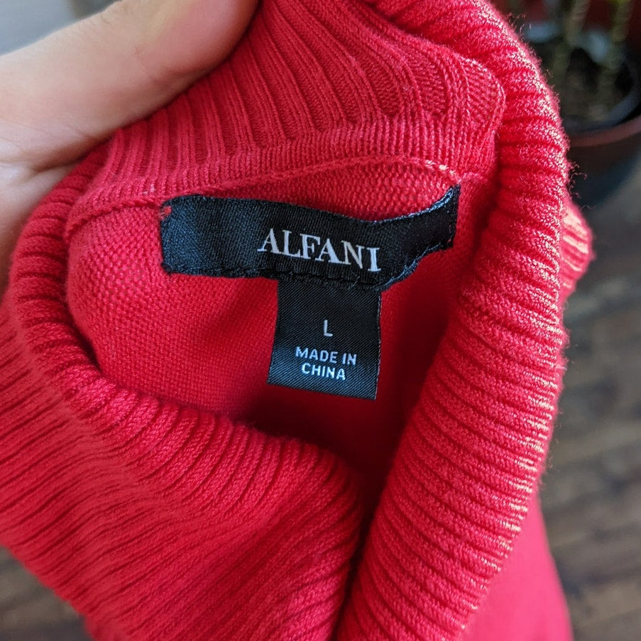 Retro Red Turtleneck Poncho Sweater Oversized Dolman Boho Grunge Cherry Large