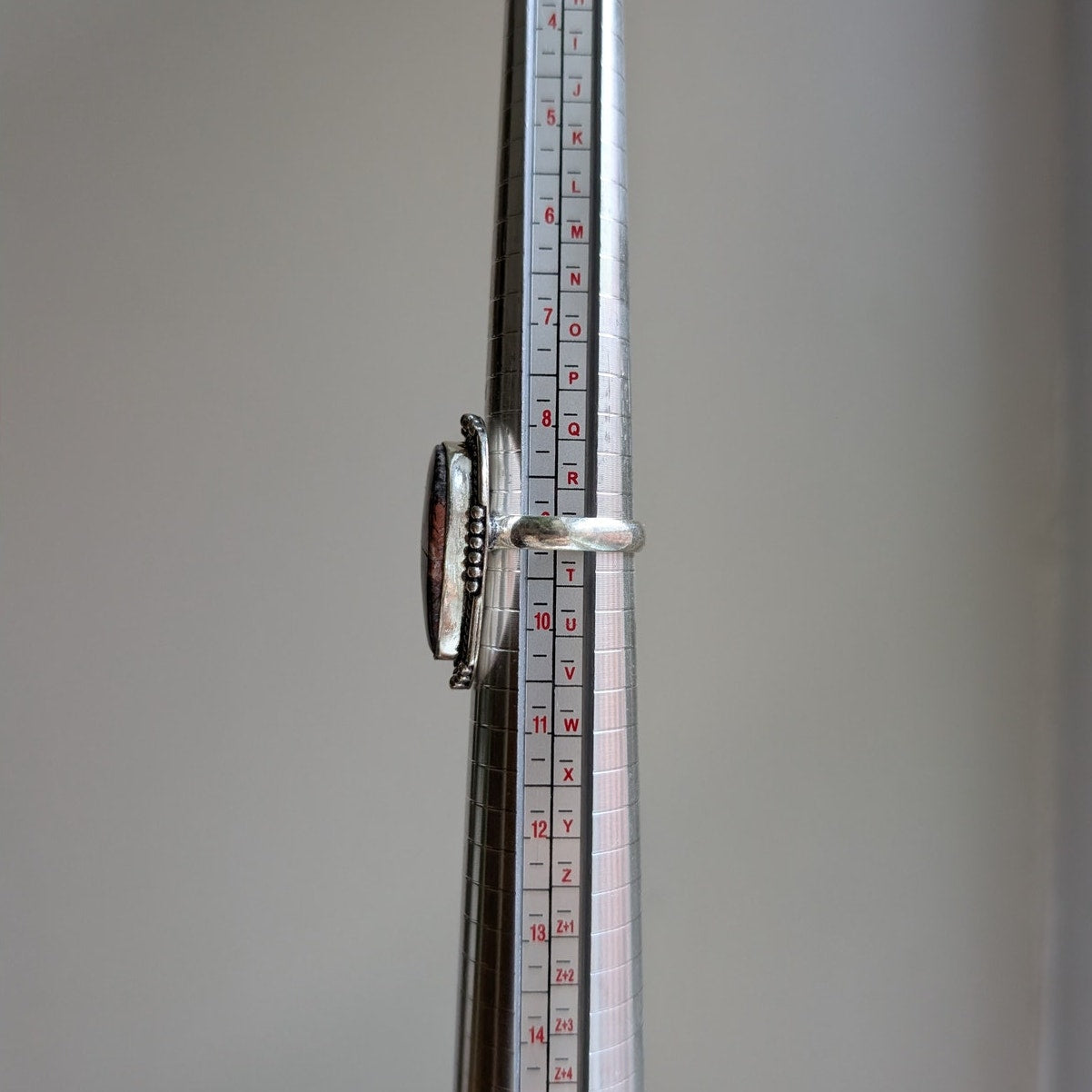 Earthy Red Rust Natural Stone Ring Boho Chic Sterling Silver Vintage Size 9.25