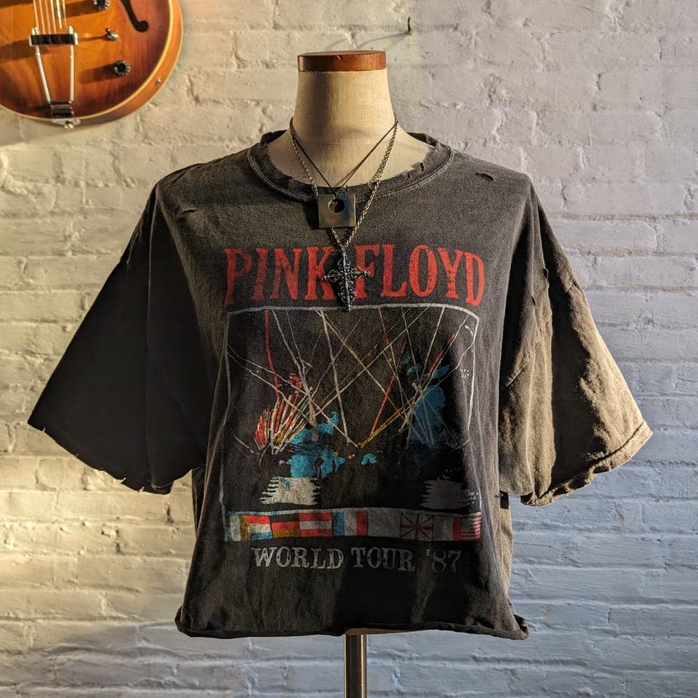 Urban Outfitters Cropped Band Tee Retro 70s Pink Floyd Psychedelic Groovy Top