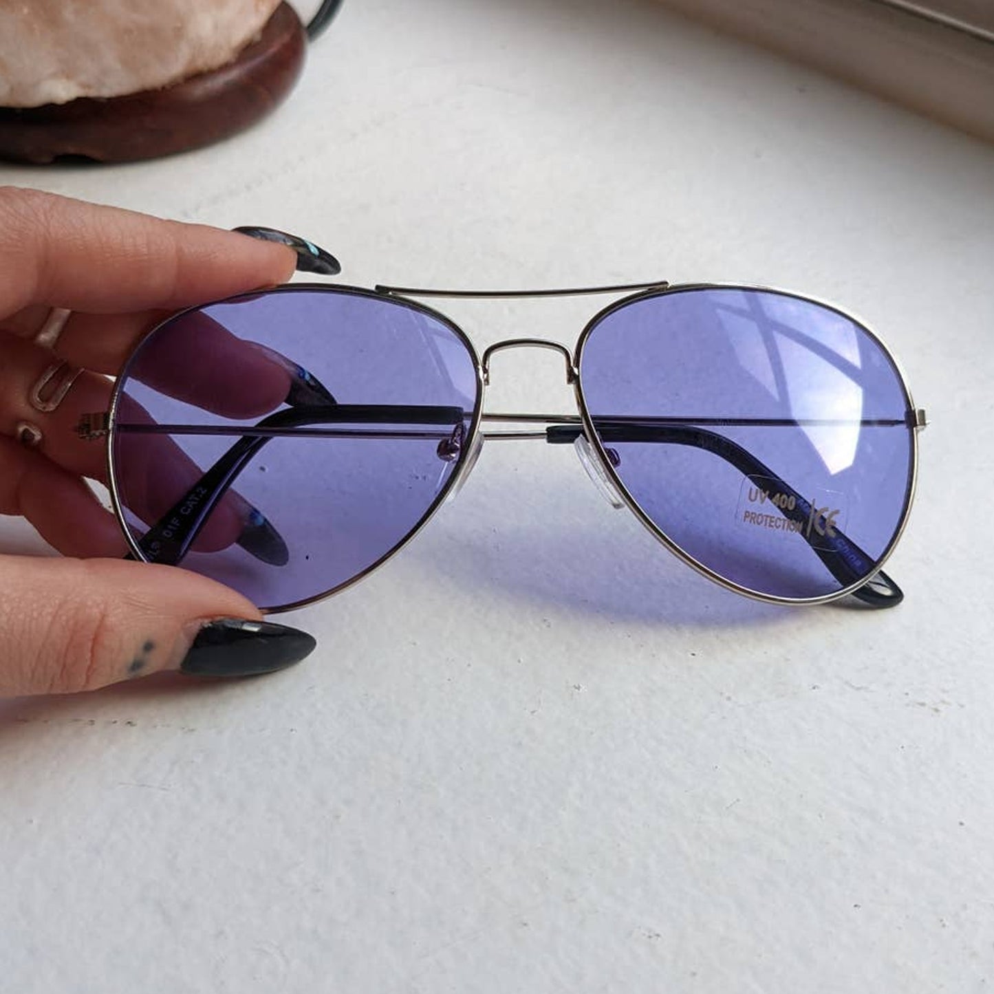 70s Retro Purple Aviator Sunglasses Pastel Minimal Boho Sunnies Festival Shades