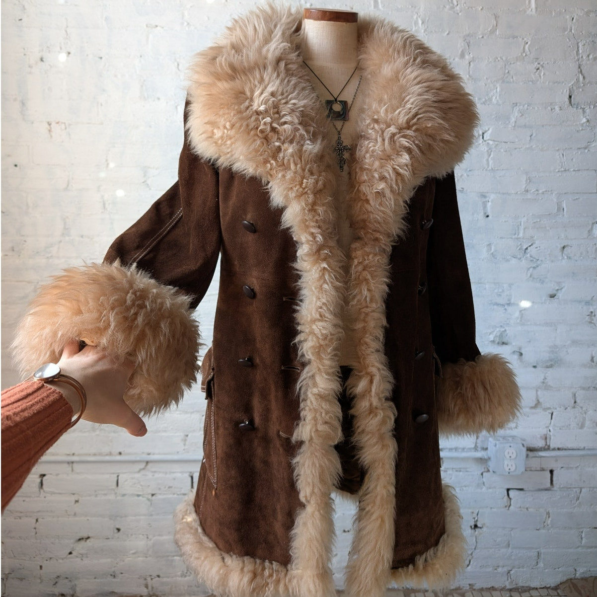 Vintage Brown Suede Penny Lane Jacket Brown Leather Jacket Trench Coat Medium