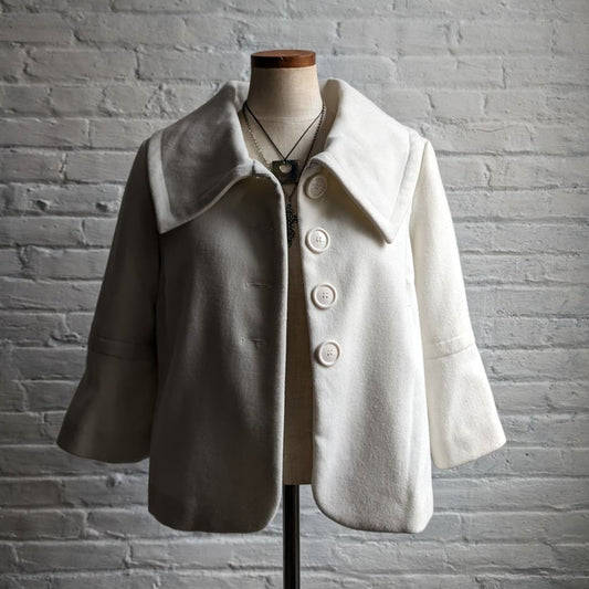 Vintage White Spring Jacket Cropped White Blazer Preppy Minimalist Jacket Medium