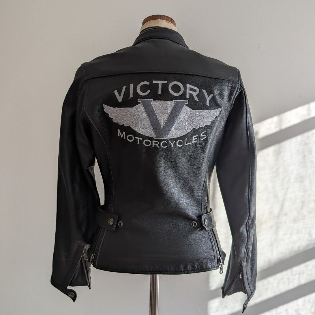 Vintage Black Leather Moto Jacket S Victory Motorcycles Utility Punk Biker Coat