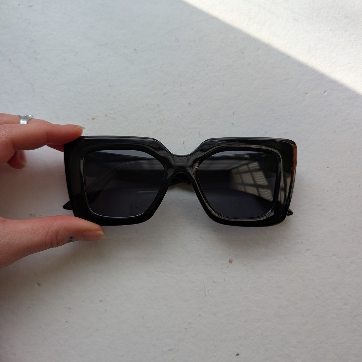 70s Retro Black Square Minimalist Festival Sunglasses Chic Tinted Sunnies Shades