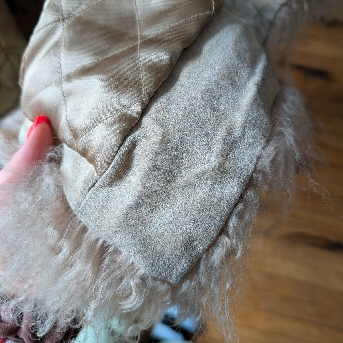Vintage Tan Suede Penny Lane Jacket Fur Coat Groovy Leather Trench Coat Large